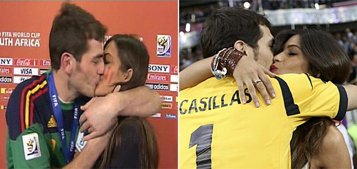 Iker Casillas và Sara Carbonero luôn ở bên nhau trong những giải đấu lớn và họ trao nhau những nụ hôn nồng cháy trong ngày lên ngôi vô địch.